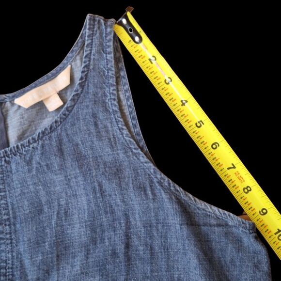 Hope & Harlow Denim Hi Low Tank Swing Dress Boho Fringe Hippie 2-tone Blue sz 12 - Picture 12 of 16